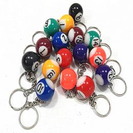 Billiard 16Pcs Billiard Ball KeyChain Snooker Ball Key Rings Snooker Cue 25mm Resin Ball Jewelry Gift For Men Women 2023 New