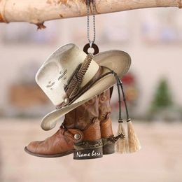 Decorative Figurines Hanging Ornament Sturdy Ornamental Acrylic Artistic Car Pendant Auto Rearview Mirror Cowboy Flat Decoration For Home