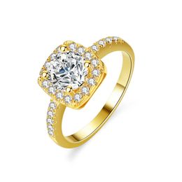 Sier Ring S925 Mosang Stone Luxury Square Bag 1 6.5mm Female Ring Precision Plated 14k Mosang Stone Live Broadcast