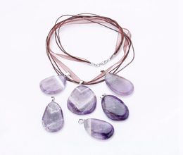 Natural Amethyst Pendant Amethyst Charm Stone Jewelry Gemstones Gifts Chain Irregular Pendant Ribbon Rope Jewelry Cure4851751