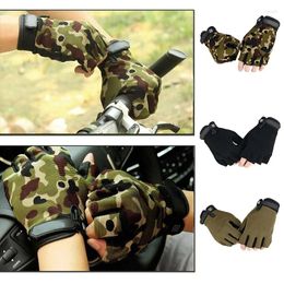 Cycling Gloves Men Camouflage Tactical Outdoor Sport Half Finger Anti-Slip -Absorbing Fitness Fingerless Mittens Warmer