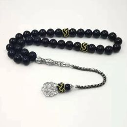 Natural Black Agates rosary Muslim Tasbih gift islam misbaha Mans Onxy prayer beads Eid ramadan Gift for men 240410