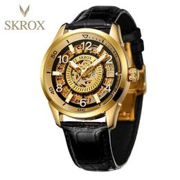 Wristwatches Forsining Mens Luxury Automatic Mechanical Leather Watch Strap Illuminated Hand Business Q240426