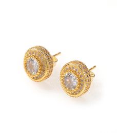 925 Sterling Needle Stud Earrings Hip Hop Men Women White Zircon Roce Earrings 18k Gold Plated Jewelry6500382