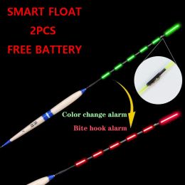 Accessories Summer Fishing Smart Led Float 2pcs Bite Alarm Fish Light Color Automatic Night Electronic Changing Buoy with Cr425 Battery2022