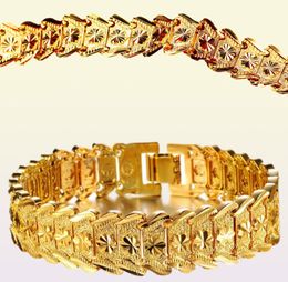 Personality Charm Bracelets 18K Gold Wheat Wrist Link Chain Bangles sumptuous Punk Jewellery For Men Women Cuban Bracelet Accessorie5790531