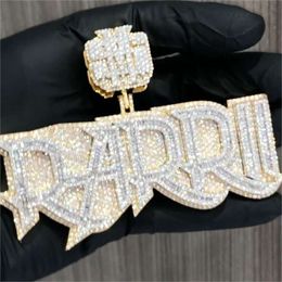 Dope Moissanite Hip Hop Sterling Sier Initial Letter Iced Out VVS Baguette Buss Down Custom Mossanite Pendant