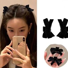 Hair Clips Barrettes Sweet Black Red Bow Small Claw Clip Princess Velvet Clamp Headwear Girl