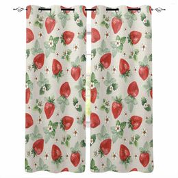 Curtain Summer Fruit Strawberry Flower Window Curtains For Living Room Kitchen Bedroom Decorative Treatments