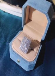 Fashion New Rings Ladies Sparkling stones Fine Jewellery Full T Princess Cut White Topaz CZ Diamond Women Wedding Band Ring Female G4686172