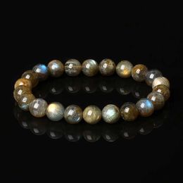 Beaded Primitive Indian Labrador Bead Bracelet Womens Spiritual Natural Stone Blue Moon Charm Bijoux Couple Jewellery