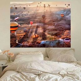 Tapestries Hot Air Balloon Tapestry Turkish Landscape Background Wall Decoration Cloth Landscape Painting Hanging Cloth Bedroom Tapestries