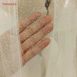 Wedding Hair Jewellery TOPQUEEN V101 Champagne Glitter Wedding Veils Gloden Sparking Bridal Veil 1 Tier Cathedral Length Bling Bride Accessories