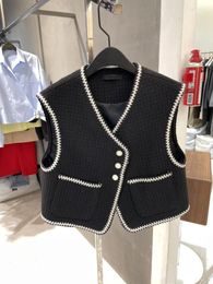 Women's Vests Pocket Vest Women Chalecos Para Mujer Crop Jaqueta Feminina Black Jacket Y2k Waistcoat Streetwear Top Chaquetas Slim