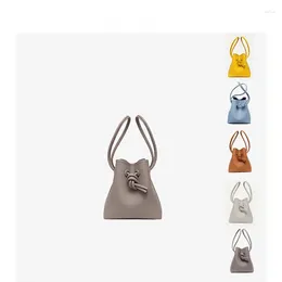Shoulder Bags Gaohe Le Orange Head Leather Bucket Bag Vasic Niche Design Drawstring Messenger