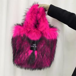Evening Bags Luxury Fluffy Faux Fur Tote Bag Designer Plush Women Handbags And Purses Soft Shoulder Crossbody For Shopper Chic
