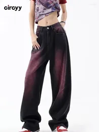Women's Jeans Baggy For Women High Waisted Button Denim Pants Spring Wide Leg Full Length Fashion 2024 Streetwear Trousers Y2K Korean