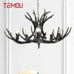 Chandeliers TEMOU Nordic Antler Pendent Lamp American Retro Living Room Dining Villa Coffee Shop Clothing Store Decoration Chandelier