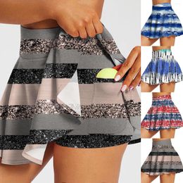 Skirts Summer Ladies Sexy Skirt Womens Printed High Waist Tennis Sports Fitness Pleated Shorts Pants With Pockets