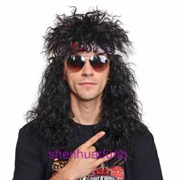 80S Rocker wig for Halloween rock music gatherings headbands both men and women