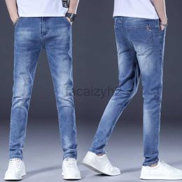 Men's Jeans Spring/Summer New Men's Slim Fit Small Feet Edition Trendy Men's Elastic Large Blue Youth Jeans Plus Size Pants