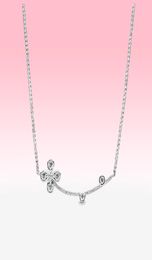 New Crystal Smiling clover Necklace Women Girls Lucky Jewellery for P 925 Sterling Silver flower Pendant Chain Necklaces with BOX6387753