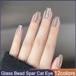 Polish Glass Bead Flash Ceramics White Spar Cat Eye Gel Nail Polish 10ml Magnetic Gel Nude Color Semi Permanent Soak Off Nail Polish