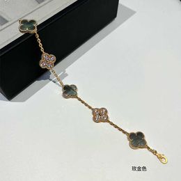 Fashion jewelry Designer bracelet Fanjias new 925 silver plated rose gold gray shell diamond five flower with four leaf clover fashion live broadcast