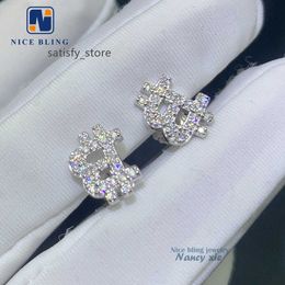 Wholesale Classic Design Round Cut Vvs moissanite 925 Sterling Silver Moissanite dollars shape ear Studs Earring For Men Women