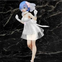 Anime Manga Rem Anime Figure RE Starting from scratch living in another world Kawaii Re crystal dress blue and white cute model 24CM PVC doll static toyL2404