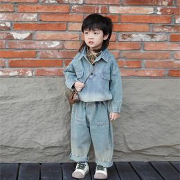 Clothing Sets Baby Boys Children Denim Coat Spring Autumn Kids Fashion Casual Gentleman Jean Top Loose Pants 2Pcs Suits Set Streetwear