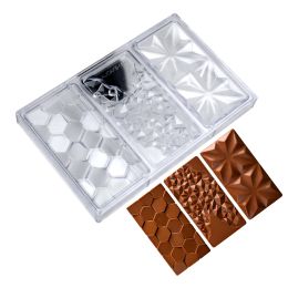 Moulds Polycarbonate Chocolate Mould for Candy Bar Bonbons 3 Cavity Diamond Shape Confectionery Baking Pastry Tools Bakery Mould