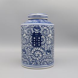 Blue & White Ceramic Pot with Lid, Small Vase, Home Decoration, Table Accessory