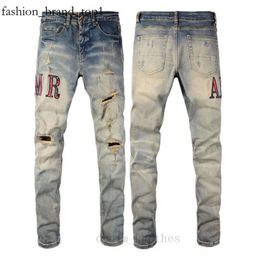Mens Jeans Mens Designer Jeans Men Denim Amirir Fashion Broken Hole Design Bikers Amirir Pants Man Straight Leg Zipper Denim Jeans Tight Fitting Jeans 3220