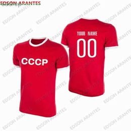 Men's T-Shirts Soviet Futbol T-shirt personalized name mens short sleeved CCCP 1970s vintage jersey custom adult and childrens clothingXW