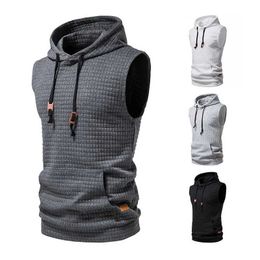 Men's Tank Tops 2018 Mens Sleeveless Hoodie Fashion Casual Zipper Hooded Sweatshirt Mens Fitness Tank TopL2404