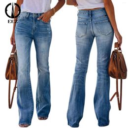 Women's Jeans Stretch Flare Blue For Women Casual Slim High Waist Retro Streetwear Sexy Hip Lifting Mom Y2k Pants Denim Wild
