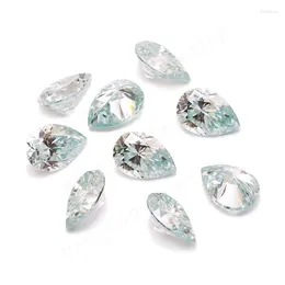 Loose Diamonds Pear Moissanite Blue Colour 7 10mm 2ct Excellent Cut VVS Grade Test Positive Gems For Jewellery Making