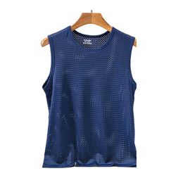 Men's Tank Tops Mens Ice Silk Tank Top Underwear Transparent Shirt Mens Fitness Mesh Breathable SheetL2404