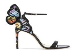 sophia webster ladies leather Sandals Colour embroidered butterfly decoration toe heels size3442black5745339