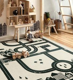Cartoon children car track Nordic summer living room floor mat Parlor carpe bedroom room crawling blanket Creative designer carpet3839416