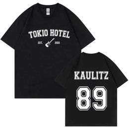 Men's T-Shirts 2024 Rock Band Tokio Hotel Kaulitz Mens T-shirt Fashion Pure Comfortable T-shirt Short sleeved T-shirt Hip Hop Punk Street Clothing Mens Top J240426