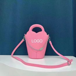 2024 new high appearance level candy color large capacity bucket bag simple 100 hand bill shoulder crossbody bag 28*21*10