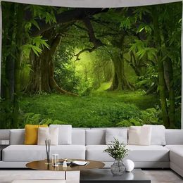Tapestries Rainforest Tapestry Wall Hanging Forest Psychedelic Room Decoration Accessories Nature Landscape Kawaii Room Decor Bohemian Art