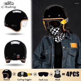 Motorcycle Helmets Open Face Helmet For Men Women Unisex 3/4 Vintage Jet Cafe Racer Half DOT Capacete De Moto