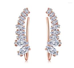 Stud Double Fair Shining Angle Wing Ear Cuff Earrings For Women Cubic Zirconia Rose White Gold Colour Fashion Jewellery DFE791M2711786