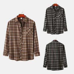 Autumn and Winter New Men's Long Sleeved Shirt Large Plaid Casual Slim Fit Shirt for Men