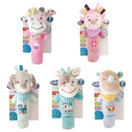 6DKH Mobiles# New Baby Animal Hand Bell Rattle Soft Rattle Toy Newborn Educational Rattle Mobiles Baby Toys Cute Plush Bebe Toys 0-12 Months d240426