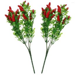 Decorative Flowers Artificial Pepper Bouquet Plastic Red Plant Fake Chili Simulation Fruits Bunch Home Office Desk Table