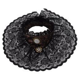 Steampunk Neck Tie Black Lace Collar Detachable Jabot Unisex Elizabethan Victorian Retro Party Cosplay Accessories 240412